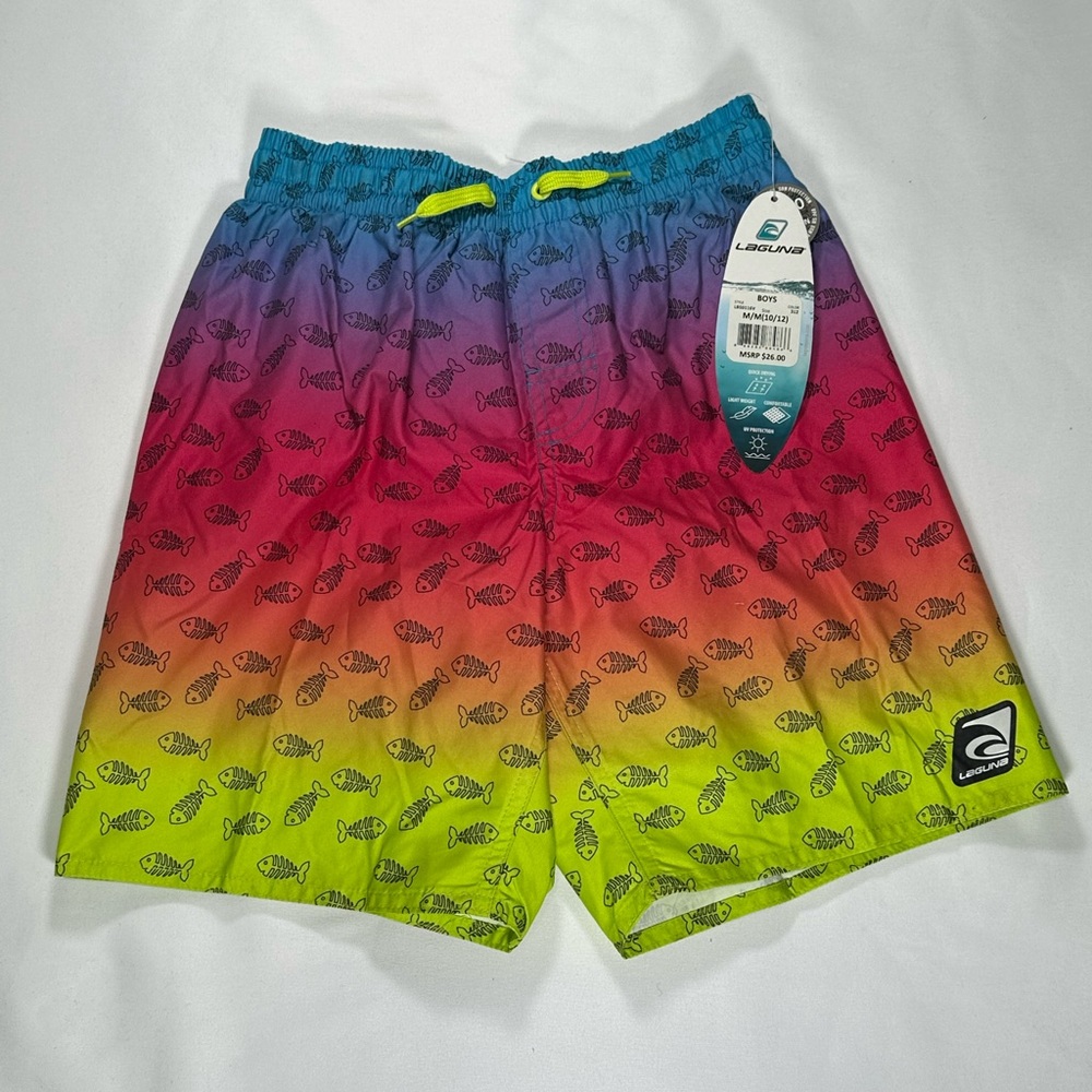 LAGUNA Boy's Swim Trunks BoardShorts Swimwear SIZE-M (10/12) Fishes Multicolor